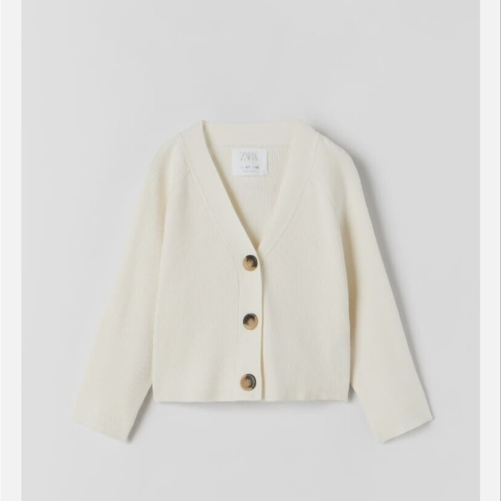 Zara Cream Ribbed Cardigan